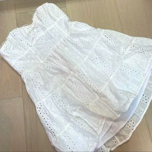 NEVER WORN RUBY AND JENNA COTTON CANDY LA STRAPLESS WHITE CROCHET RUFFLE DRESS